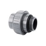 IBG® adapter union solvent socket / male thread with O-ring sealing on thread, grey, PN10